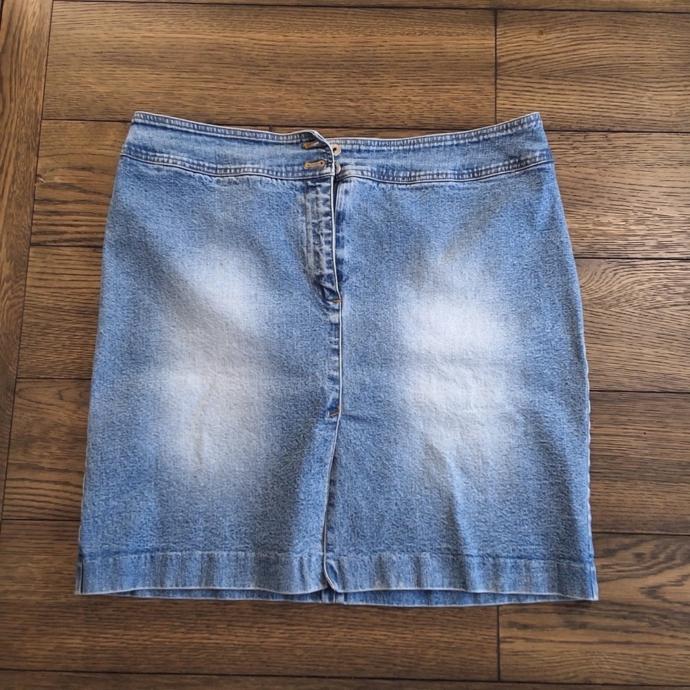 Lauren Ralph Lauren Denim Mini Skirt Medium Wash Double Button Size 14